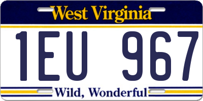 WV license plate 1EU967