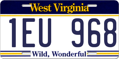WV license plate 1EU968