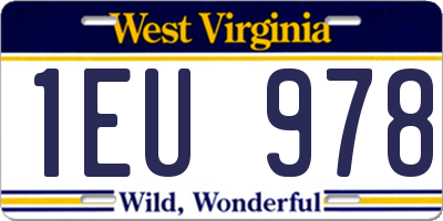 WV license plate 1EU978