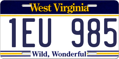 WV license plate 1EU985