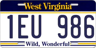 WV license plate 1EU986