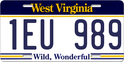 WV license plate 1EU989