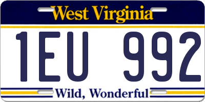 WV license plate 1EU992