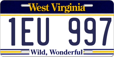 WV license plate 1EU997
