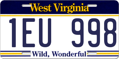 WV license plate 1EU998