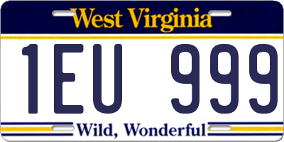 WV license plate 1EU999