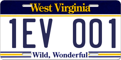 WV license plate 1EV001