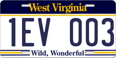 WV license plate 1EV003
