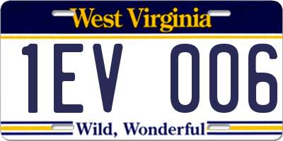 WV license plate 1EV006