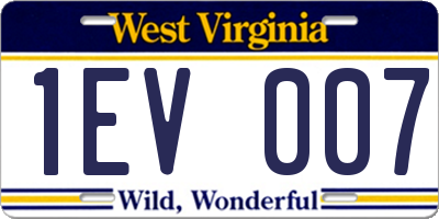 WV license plate 1EV007