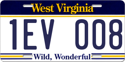 WV license plate 1EV008
