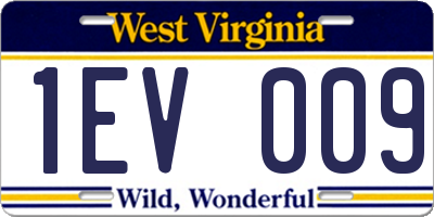 WV license plate 1EV009