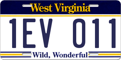 WV license plate 1EV011