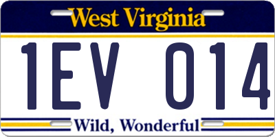WV license plate 1EV014