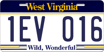 WV license plate 1EV016