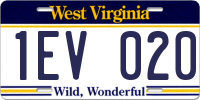 WV license plate 1EV020