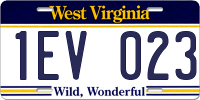 WV license plate 1EV023