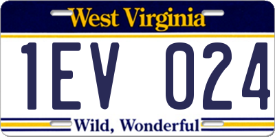 WV license plate 1EV024