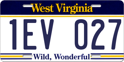 WV license plate 1EV027