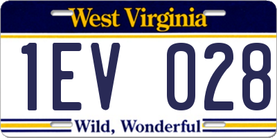 WV license plate 1EV028