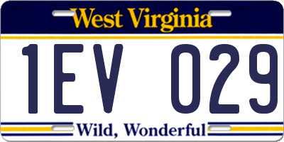 WV license plate 1EV029