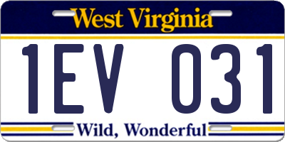 WV license plate 1EV031