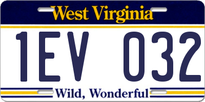 WV license plate 1EV032