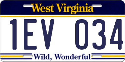 WV license plate 1EV034