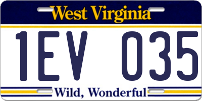 WV license plate 1EV035