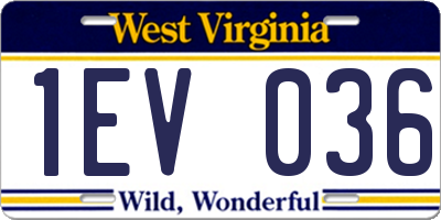 WV license plate 1EV036