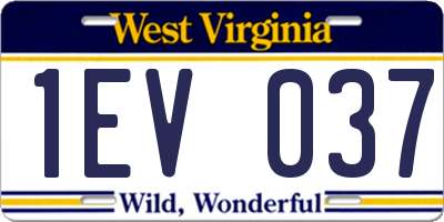 WV license plate 1EV037