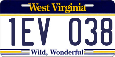 WV license plate 1EV038