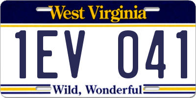 WV license plate 1EV041