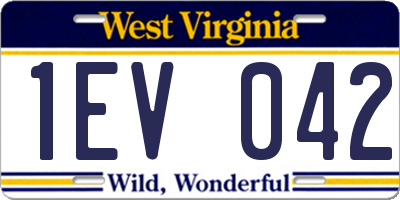 WV license plate 1EV042