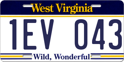 WV license plate 1EV043