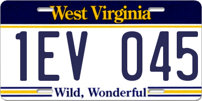 WV license plate 1EV045