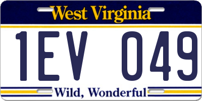 WV license plate 1EV049