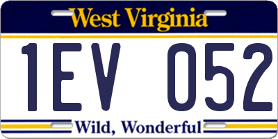 WV license plate 1EV052