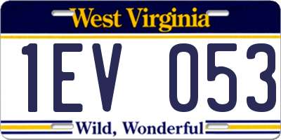 WV license plate 1EV053
