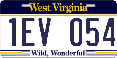 WV license plate 1EV054