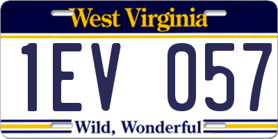 WV license plate 1EV057