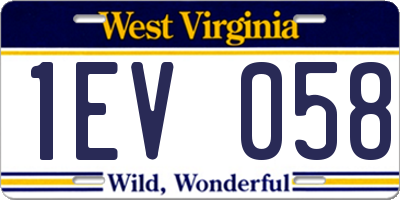 WV license plate 1EV058