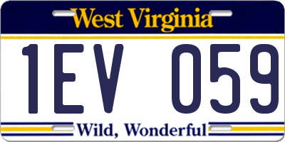 WV license plate 1EV059