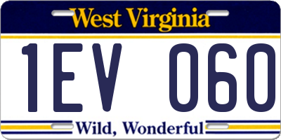 WV license plate 1EV060