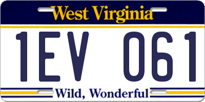WV license plate 1EV061