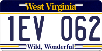 WV license plate 1EV062