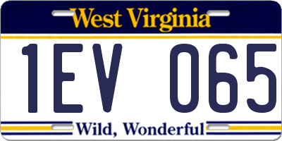 WV license plate 1EV065