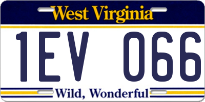 WV license plate 1EV066
