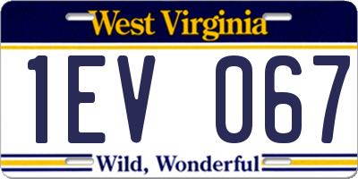 WV license plate 1EV067