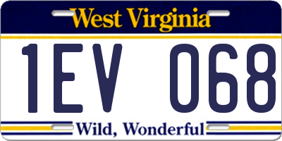 WV license plate 1EV068